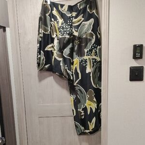 Lafayette 148 New York Palazzo Floral Pants- Black, Green, Yellow
